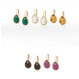 EARRINGS, SET OF 5, JOAN RIVERS CLASSIC TEARDROP CRYSTAL, SCALLOPED BORDER,